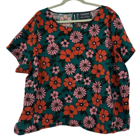 Modcloth Princess Highway Linen Floral Crop Top Size US 22 AU 26 - Picture 1 of 5